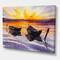 Designart - Sunset and Two Small Boats Parking On The Shore - Lake House Canvas Wall Art Print